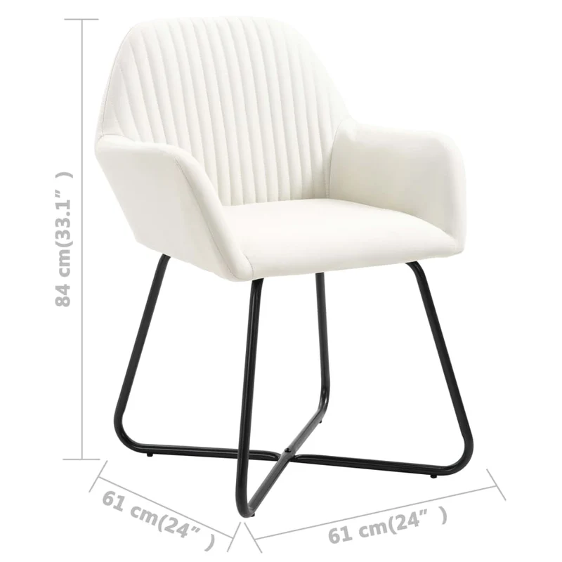 Set de 2 chaises de salle à manger en tissu crème coutures décorative pieds en acier DEC025501