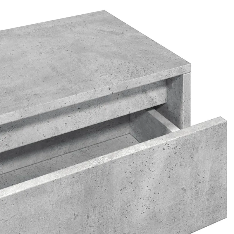 Ensemble de meubles de couloir 4 pièces miroir pote manteaux et banc en bois ingénierie couleur gris béton DEC024968
