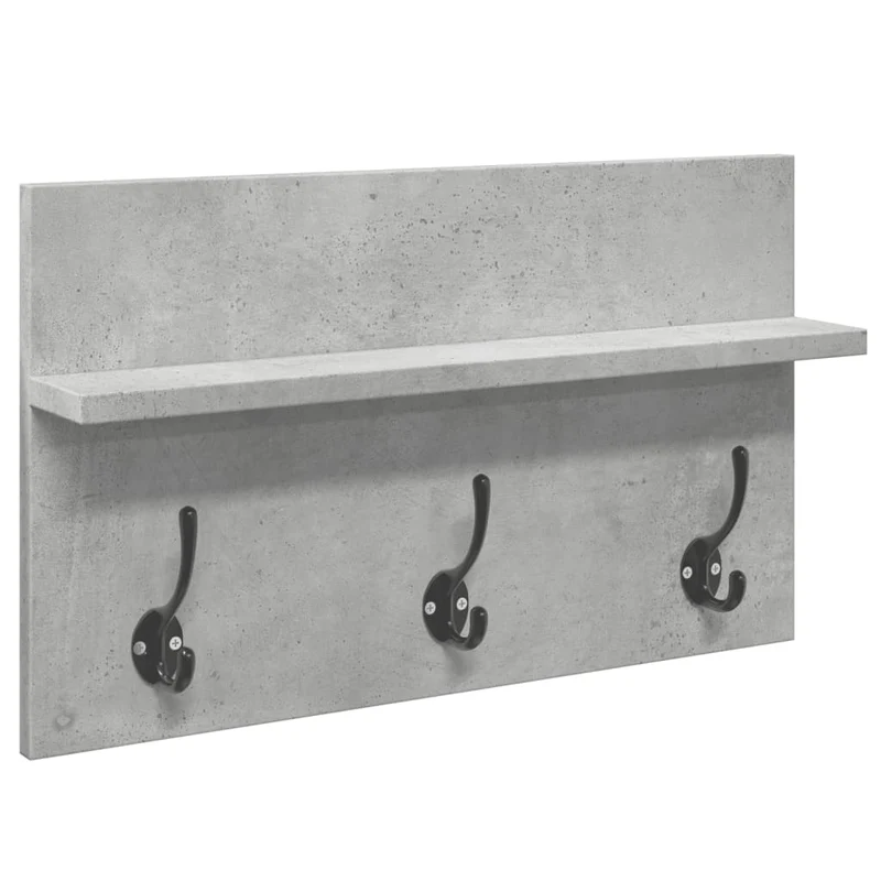 Ensemble de meubles de couloir 4 pièces miroir pote manteaux et banc en bois ingénierie couleur gris béton DEC024968