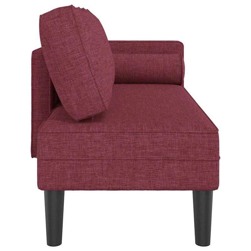 Méridienne chaise longue canapé pour intérieur avec coussins en tissu rouge bordeaux tissu DEC026096