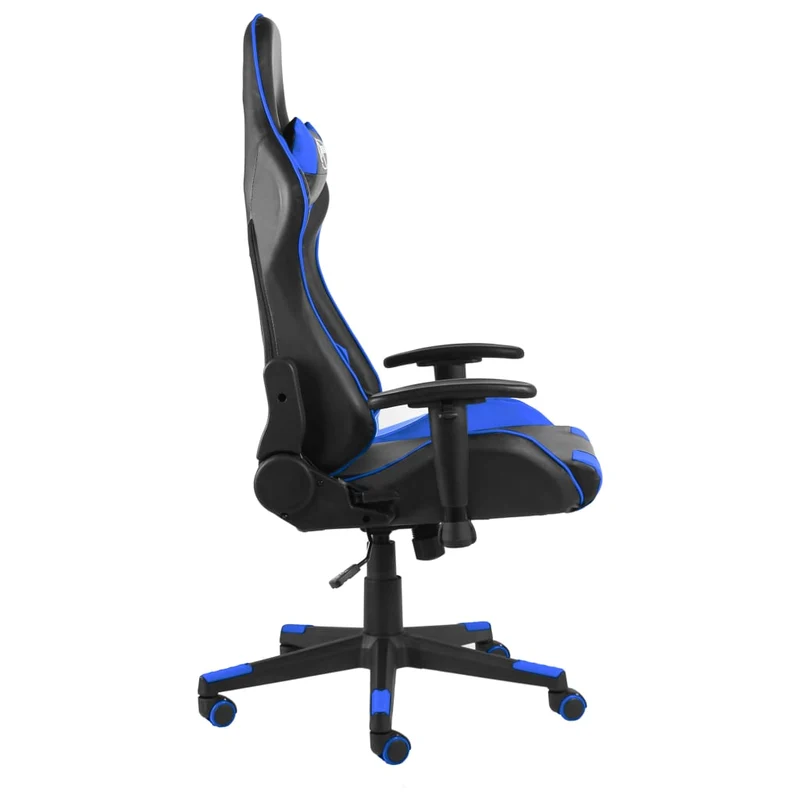 Fauteuil de bureau chaise gaming sur roulettes accoudoirs hauteur réglable pivotant en PVC bleu DEC026030