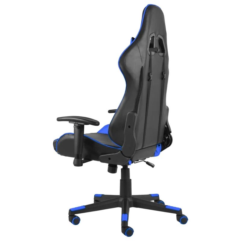 Fauteuil de bureau chaise gaming sur roulettes accoudoirs hauteur réglable pivotant en PVC bleu DEC026030
