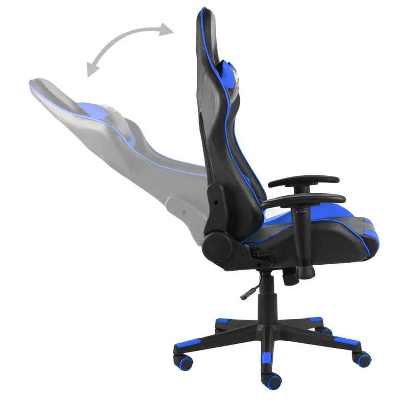 Fauteuil de bureau chaise gaming sur roulettes accoudoirs hauteur réglable pivotant en PVC bleu DEC026030