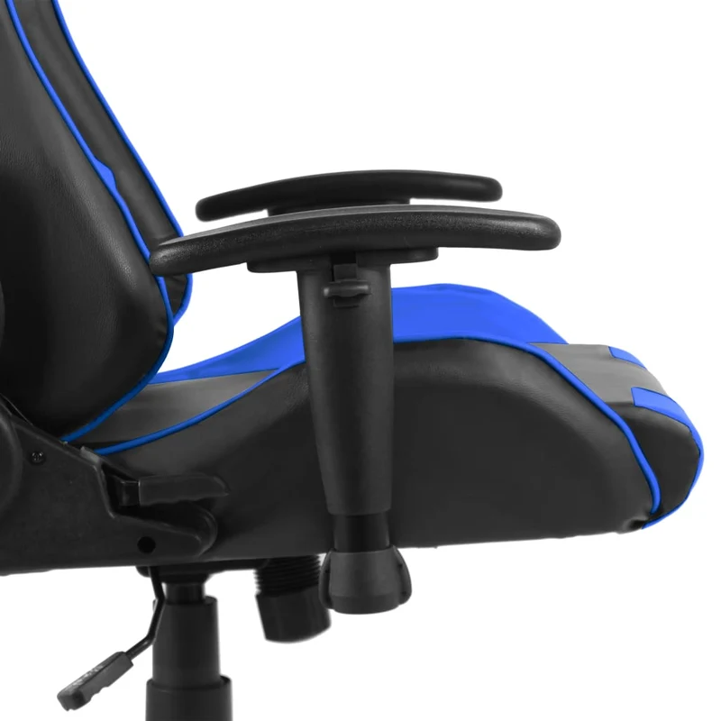Fauteuil de bureau chaise gaming sur roulettes accoudoirs hauteur réglable pivotant en PVC bleu DEC026030