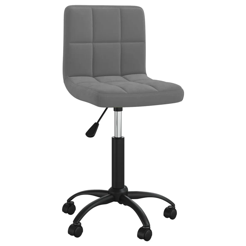 Chaise pivotante tabouret de bureau sur roulettes en velours gris foncé et acier noir DEC025145