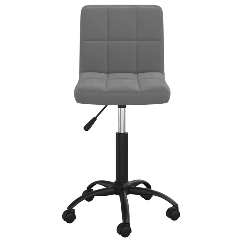 Chaise pivotante tabouret de bureau sur roulettes en velours gris foncé et acier noir DEC025145
