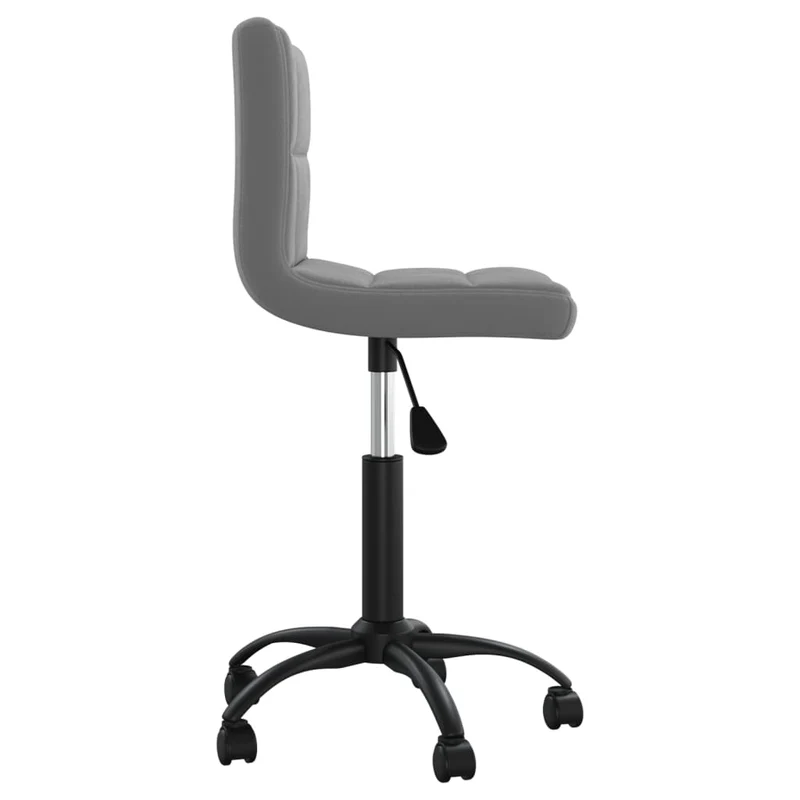 Chaise pivotante tabouret de bureau sur roulettes en velours gris foncé et acier noir DEC025145