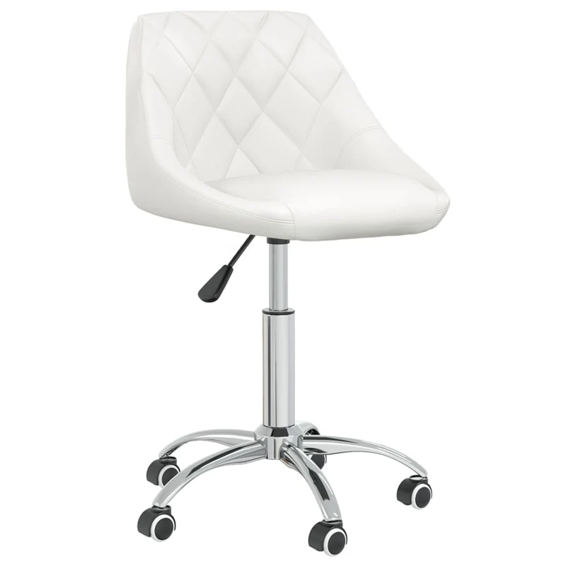 Lot de 2 tabourets sur roulettes siège pivotant hauteur réglable en PVC blanc cadre en acier DEC025197