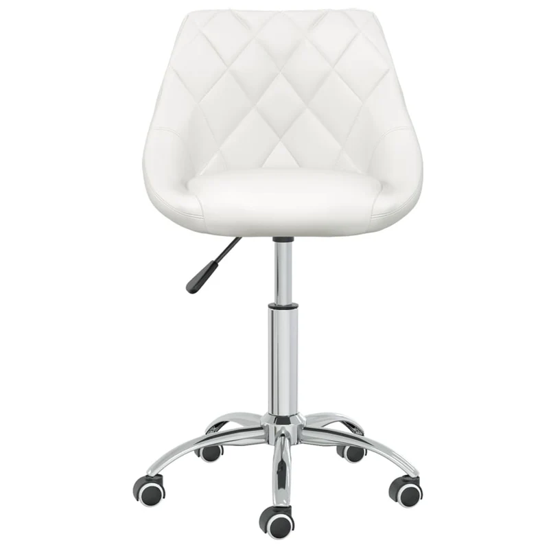 Lot de 2 tabourets sur roulettes siège pivotant hauteur réglable en PVC blanc cadre en acier DEC025197