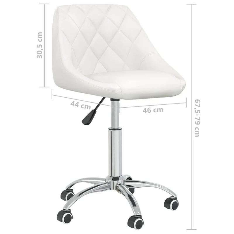 Lot de 2 tabourets sur roulettes siège pivotant hauteur réglable en PVC blanc cadre en acier DEC025197