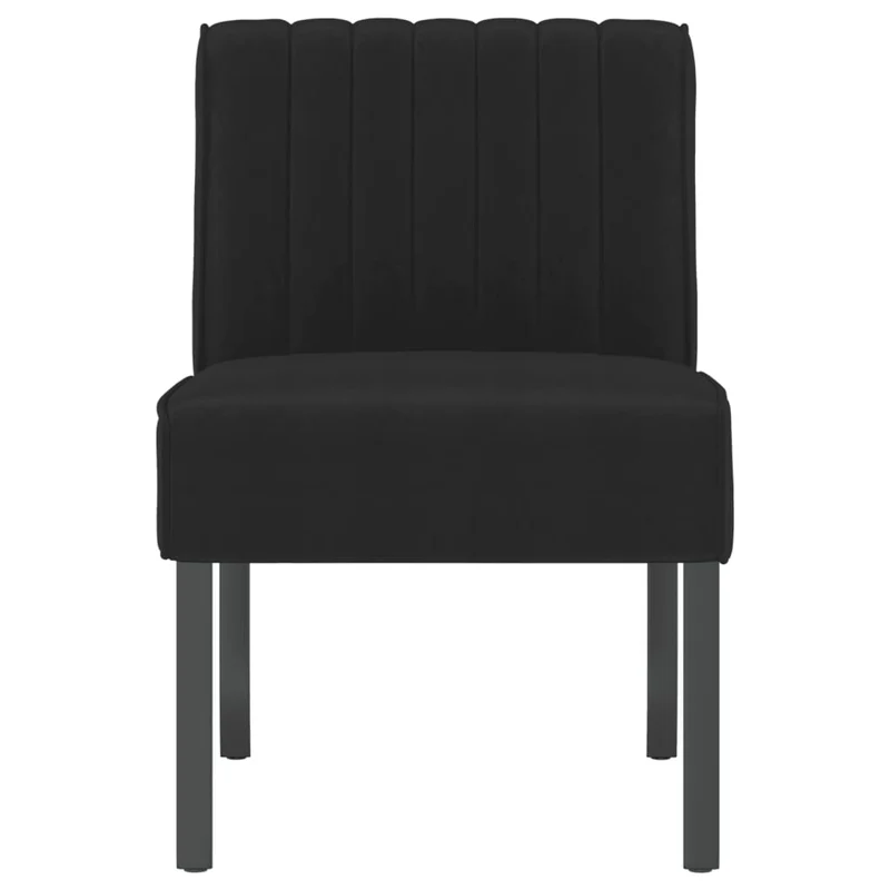 Fauteuil sans accoudoirs en velours noir avec couture décorative pieds en bois DEC026278