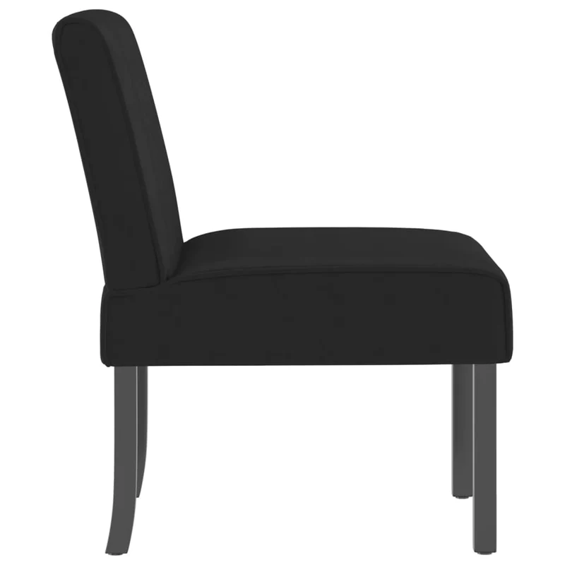 Fauteuil sans accoudoirs en velours noir avec couture décorative pieds en bois DEC026278