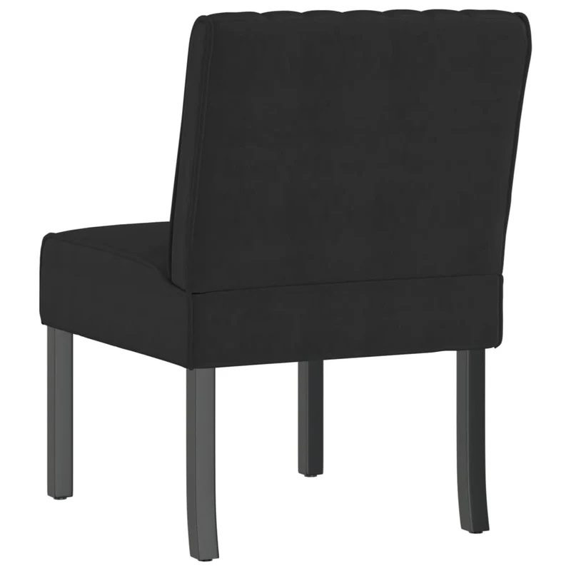 Fauteuil sans accoudoirs en velours noir avec couture décorative pieds en bois DEC026278
