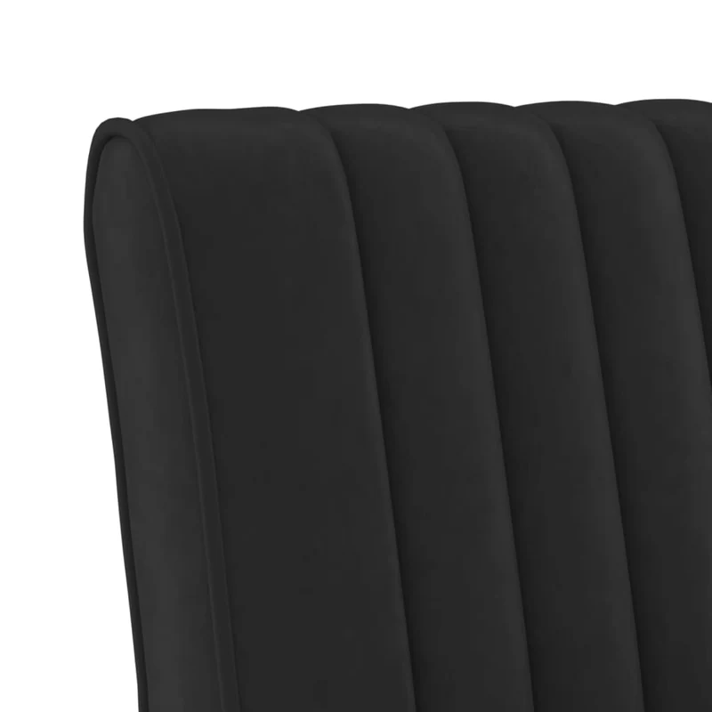 Fauteuil sans accoudoirs en velours noir avec couture décorative pieds en bois DEC026278
