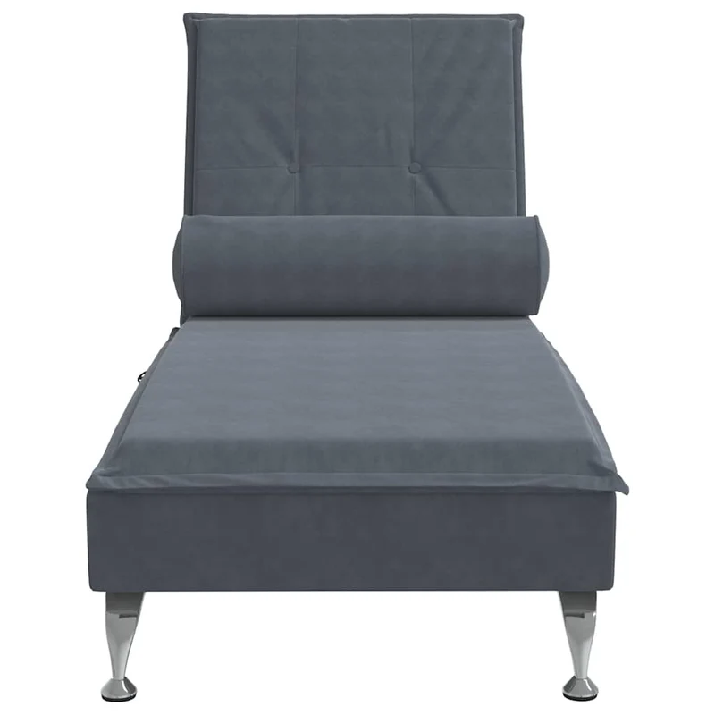 Méridienne chaise longue pour intérieur fonction massage avec traversin en velours gris foncé DEC026150