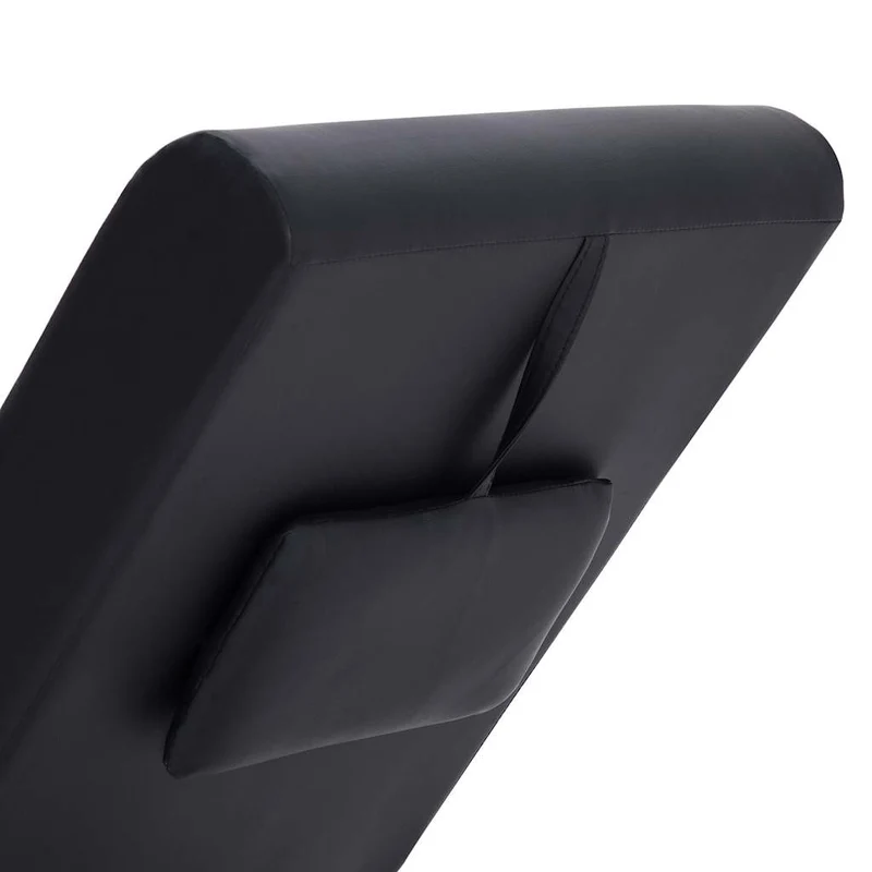 Méridienne chaise longue pour intérieur fonction massage avec oreiller en PVC noir pieds en acier DEC026140