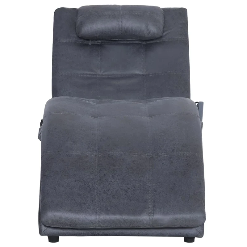 Méridienne chaise longue pour intérieur fonction massage avec oreiller en PVC aspect daim gris DEC026133
