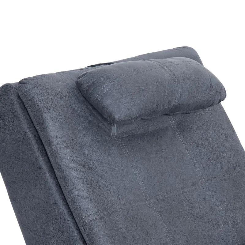 Méridienne chaise longue pour intérieur fonction massage avec oreiller en PVC aspect daim gris DEC026133