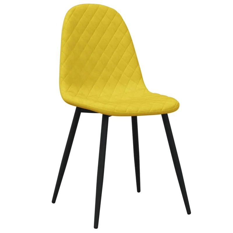 Set de 4 chaises de salle à manger couture en forme losange en tissu velours jaune moutarde et métal DEC025634