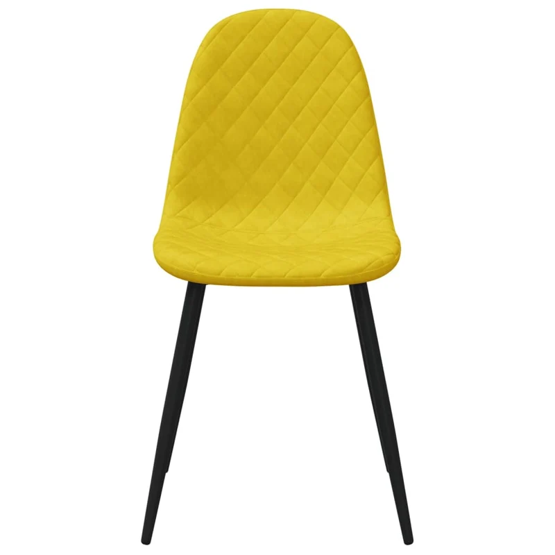 Set de 4 chaises de salle à manger couture en forme losange en tissu velours jaune moutarde et métal DEC025634