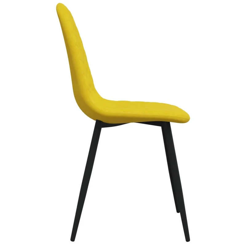 Set de 4 chaises de salle à manger couture en forme losange en tissu velours jaune moutarde et métal DEC025634
