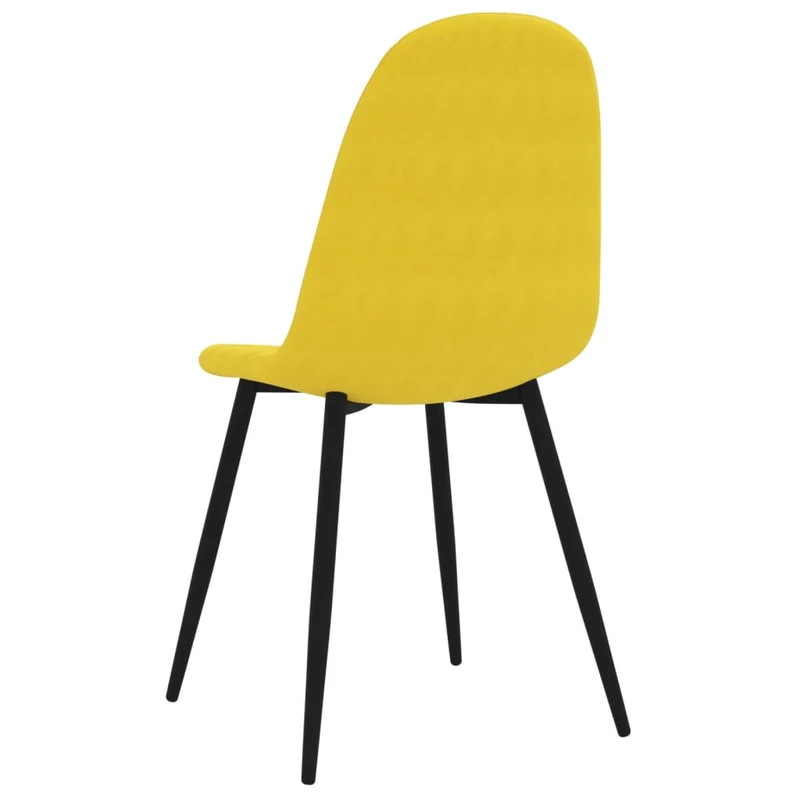 Set de 4 chaises de salle à manger couture en forme losange en tissu velours jaune moutarde et métal DEC025634