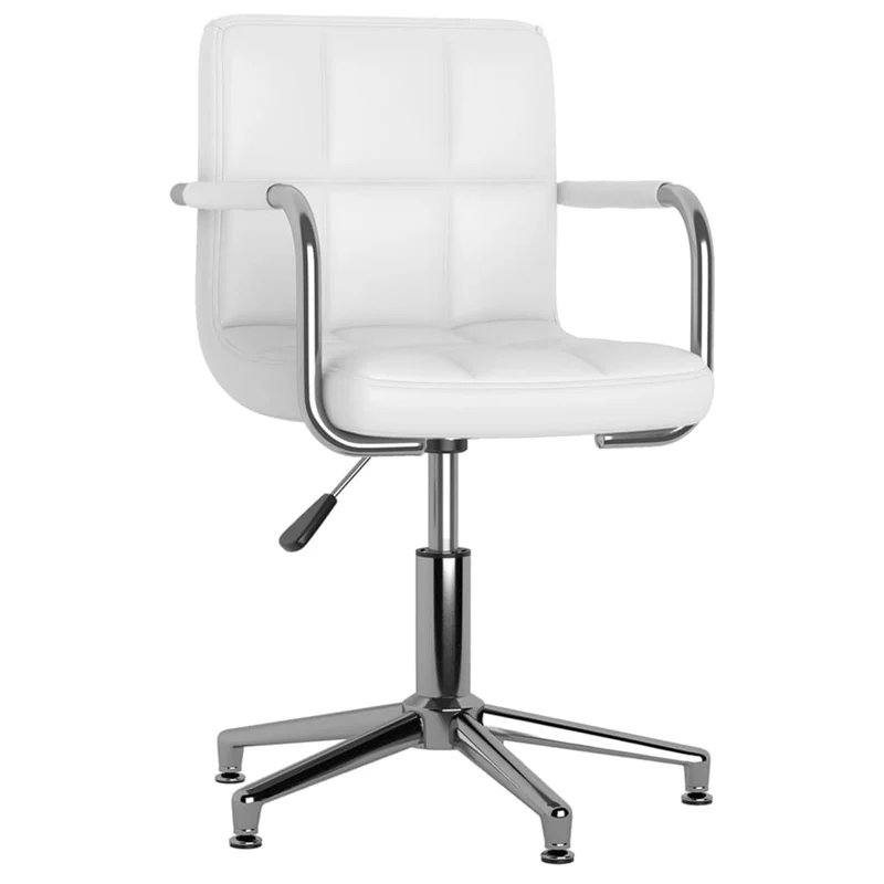 Lot de 2 chaises de salle à manger accoudoirs siège pivotant hauteur réglable en PVC blanc DEC025195