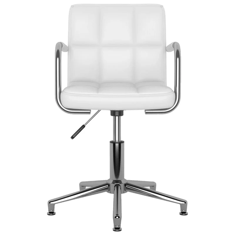 Lot de 2 chaises de salle à manger accoudoirs siège pivotant hauteur réglable en PVC blanc DEC025195