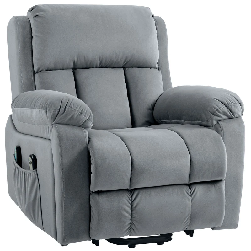 Fauteuil releveur électrique massage chauffage aide au lever 90 x 95 x 103 cm confortable contemporain en polyester gris 21_0000905
