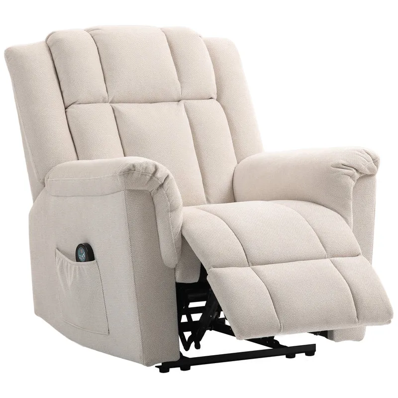 Fauteuil massant inclinable 85 x 91 x 104 cm chauffant huit points de massage moderne ambiance cosy en chenille beige 21_0000831