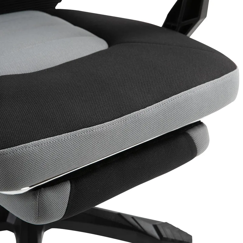 Fauteuil de bureau jeux et travail 58 x 63 x 112-122 cm assise réglable repose-pied rétractable moderne en tissu gris 21_0006175