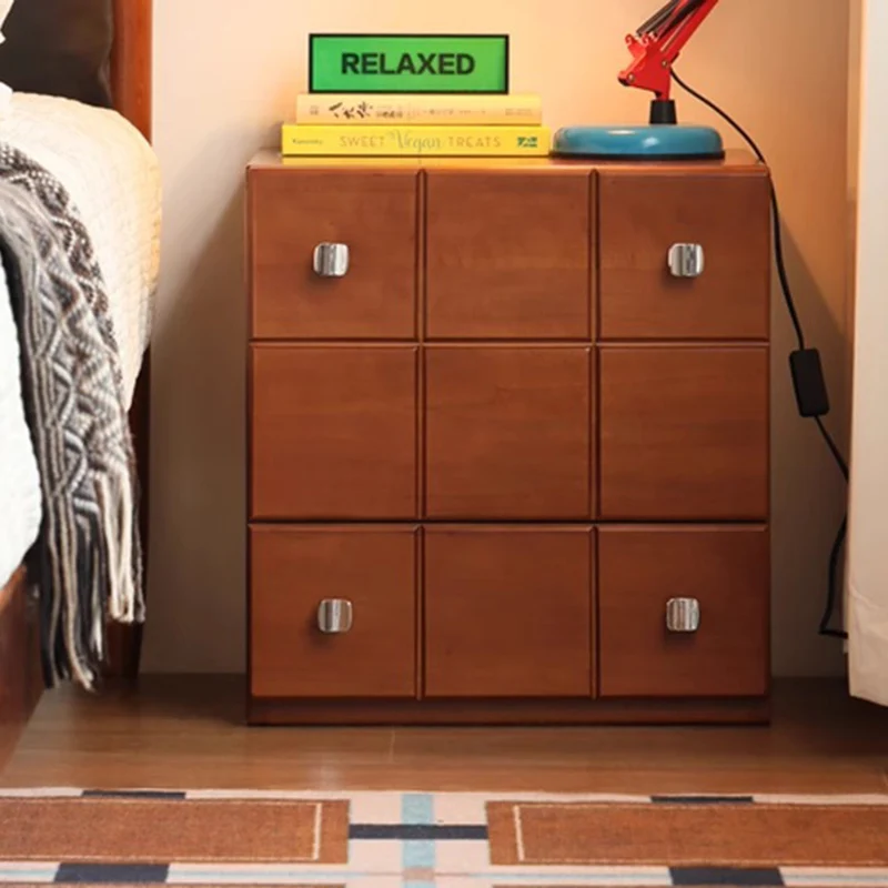 Contemporary Retro Solid Wood & Plywood Rectangular Storage Cabinet With 1 Drawer & 1 Cabinet For Living Room