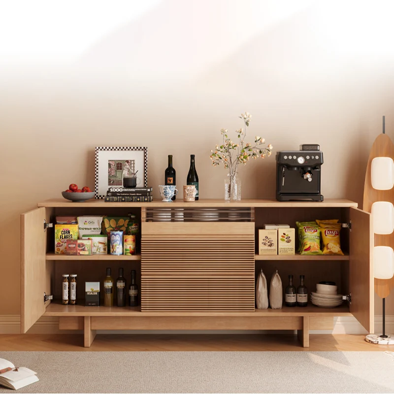 Modern Mid-Century Solid Wood & Plywood Geometric Drawer Fronts Storage Cabinet With 2 Cabinets 3 Drawers For Dining & Living Room