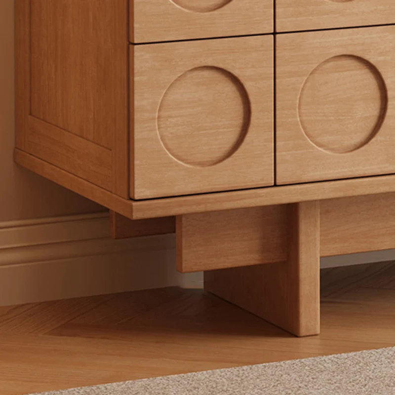 Modern Mid-Century Solid Wood & Plywood Geometric Drawer Fronts Storage Cabinet With 2 Cabinets 3 Drawers For Dining & Living Room
