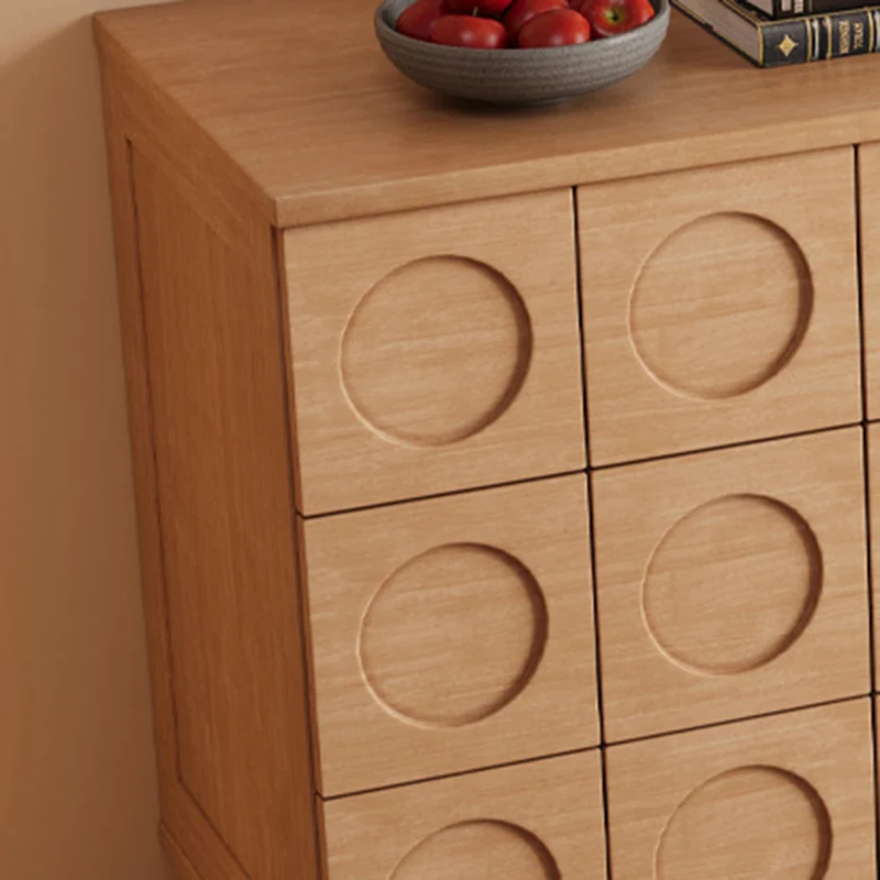 Modern Mid-Century Solid Wood & Plywood Geometric Drawer Fronts Storage Cabinet With 2 Cabinets 3 Drawers For Dining & Living Room