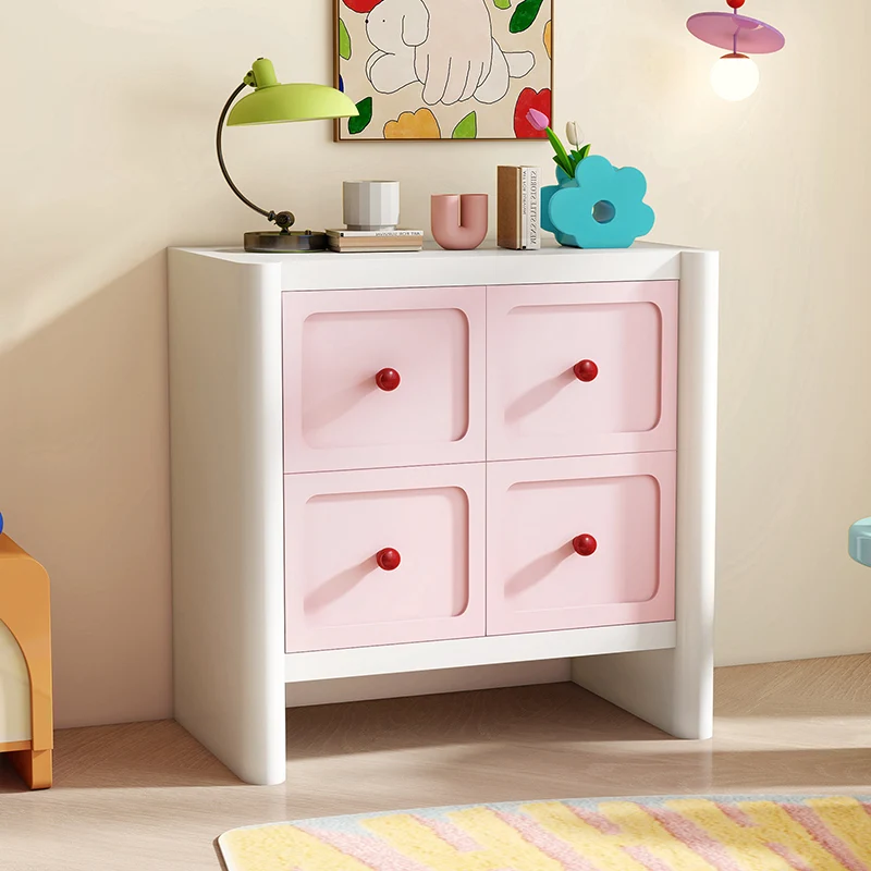 Contemporary Nordic Rectangular E1 Artificial Board Solid Wood Storage Cabinet 4-Drawer For Living Room