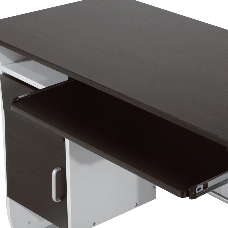 Bureau informatique compact 100 x 52 x 75 cm multi rangements tablette coulissante contemporain épuré salon en MDF noir 21_0006119