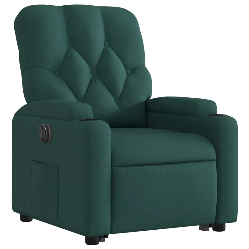 Fauteuil relax TV fonction de levage électrique très confortable en tissu vert foncé DEC028592