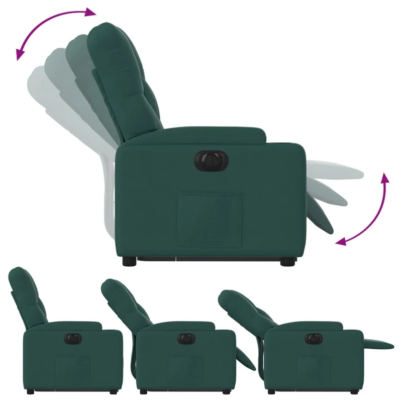 Fauteuil relax TV fonction de levage électrique très confortable en tissu vert foncé DEC028592