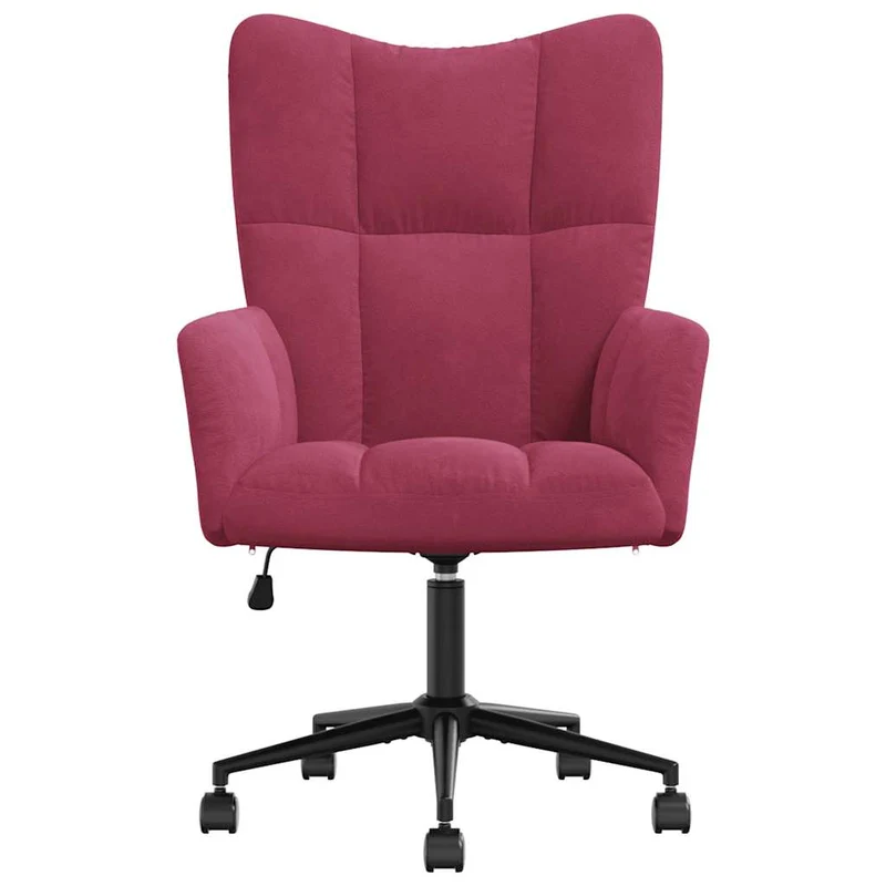 Fauteuil lounge bureau chaise de canapé sur roulettes design modene en velours rouge bordeaux DEC026765