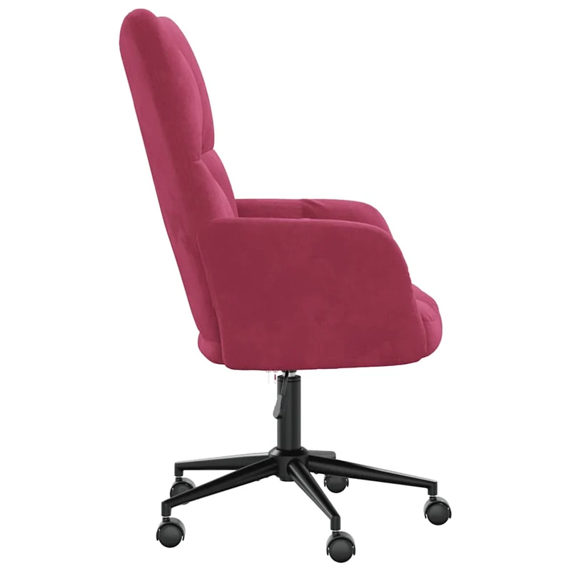 Fauteuil lounge bureau chaise de canapé sur roulettes design modene en velours rouge bordeaux DEC026765
