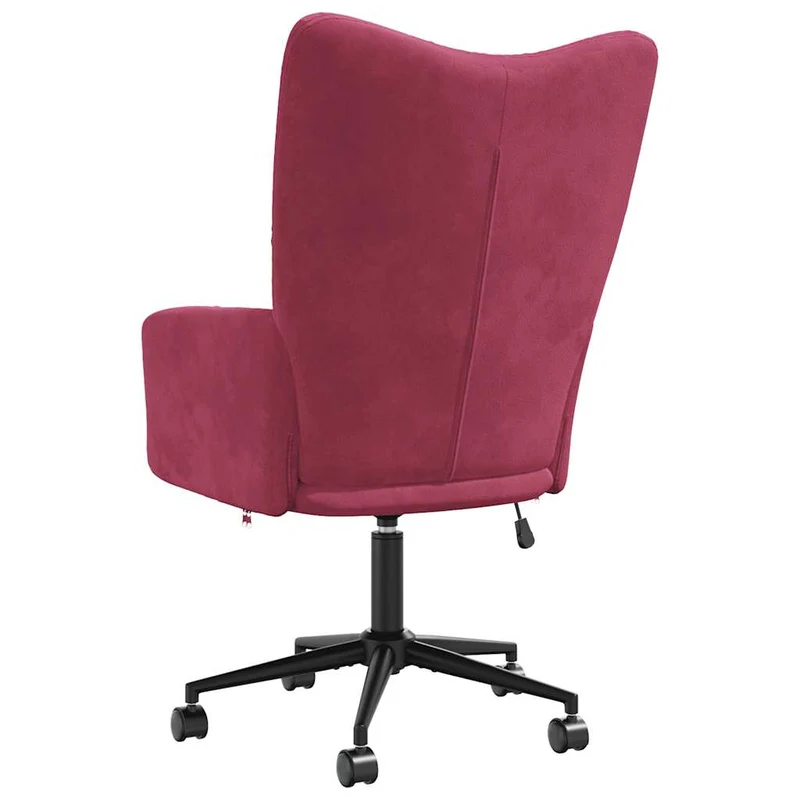 Fauteuil lounge bureau chaise de canapé sur roulettes design modene en velours rouge bordeaux DEC026765
