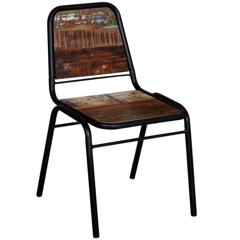 Lot de 4 chaises de salle à manger cuisine style industriel bois de récupération solide CDS021331