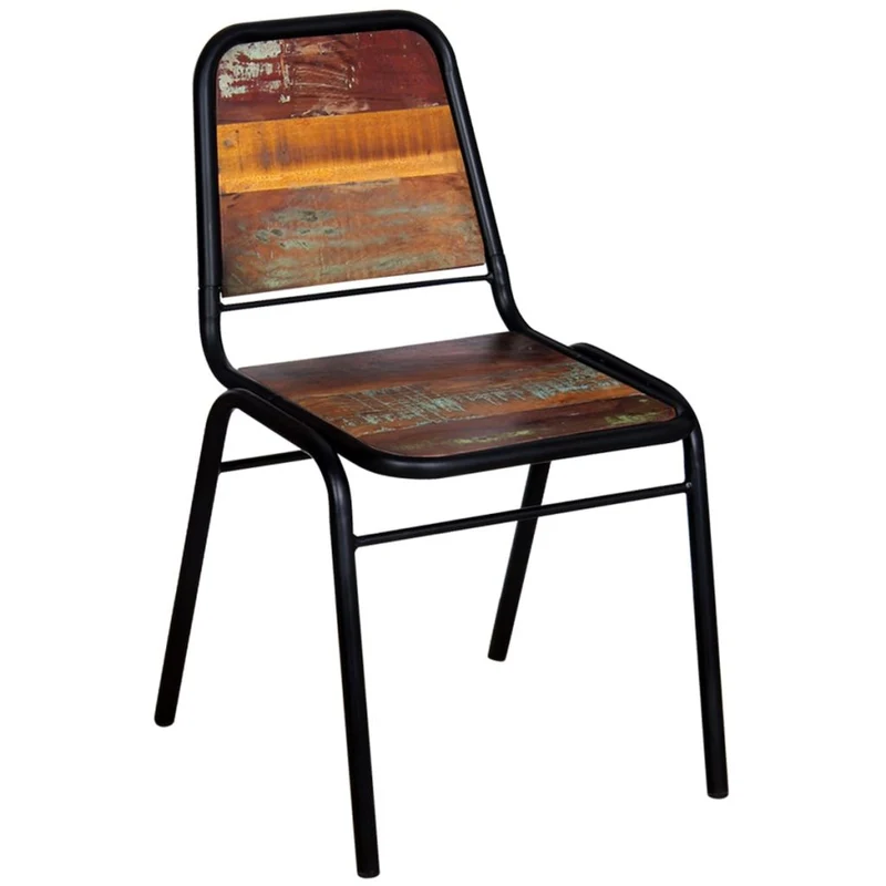 Lot de 4 chaises de salle à manger cuisine style industriel bois de récupération solide CDS021331