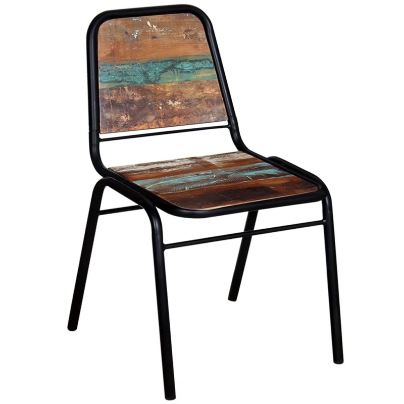Lot de 4 chaises de salle à manger cuisine style industriel bois de récupération solide CDS021331