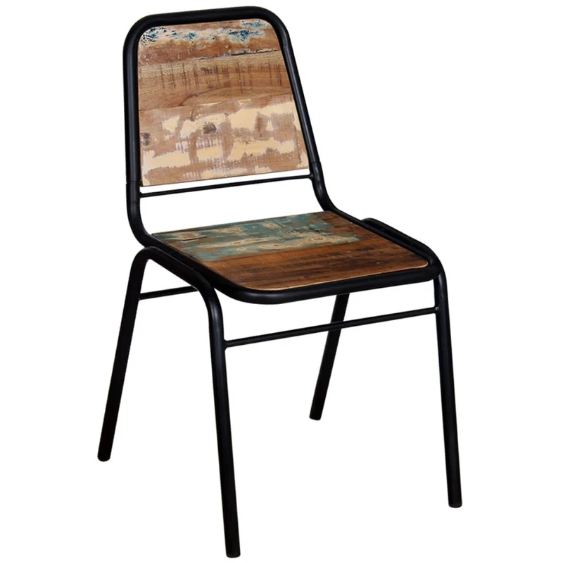 Lot de 4 chaises de salle à manger cuisine style industriel bois de récupération solide CDS021331