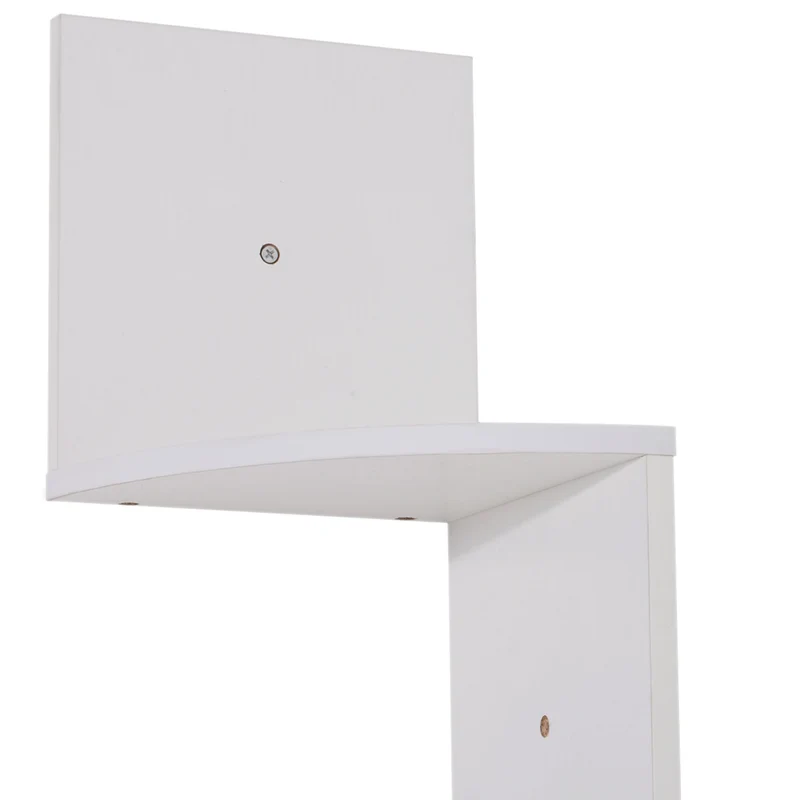 Étagère d'angle zigzag 20 x 20 x 126 cm 5 niveaux rangement livres déco contemporain en panneaux de particule blanc 21_0001219