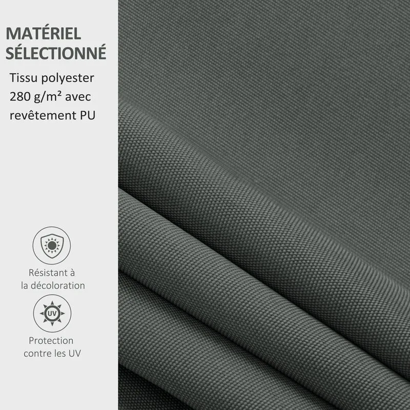 Toile de rechange store banne 382 x 240 cm protection anti-uv remplacement facile contemporain épuré en polyester gris 21_0003860