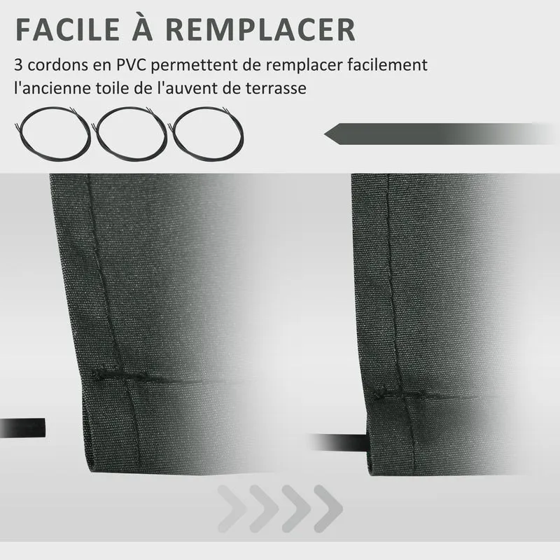 Toile de rechange store banne 382 x 240 cm protection anti-uv remplacement facile contemporain épuré en polyester gris 21_0003860
