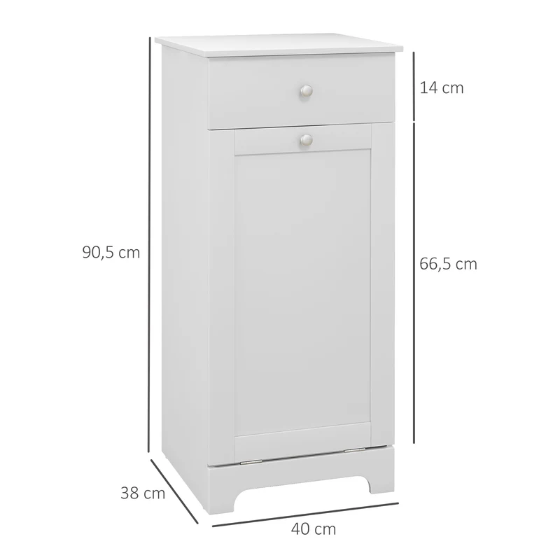 Meuble de salle de bain 40 x 40 x 90.5 cm panier à linge tiroir de rangement moderne en panneau de particules blanc 21_0002027